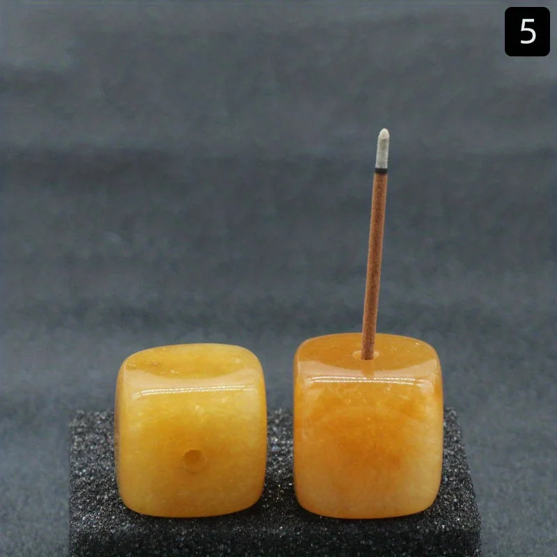 Natural Agate Stone Incense Holder | Square Wire Stick Incense Burner with Unique Patter detail view