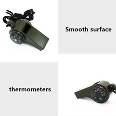 3-in-1 Compass Whistle Thermometer | Portable Outdoor Survival Tool close-up view