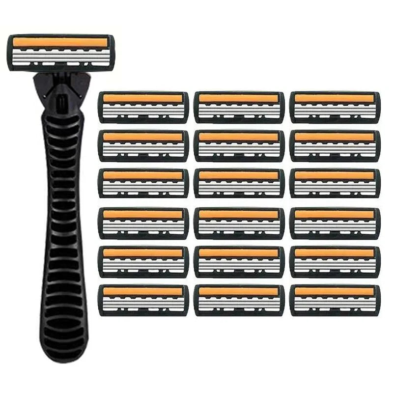 3-Layer Shaver Sack Premium Stainless Steel Safety Razor with Replaceable Blades - Smooth and Comfortable Shave for Men and Wome