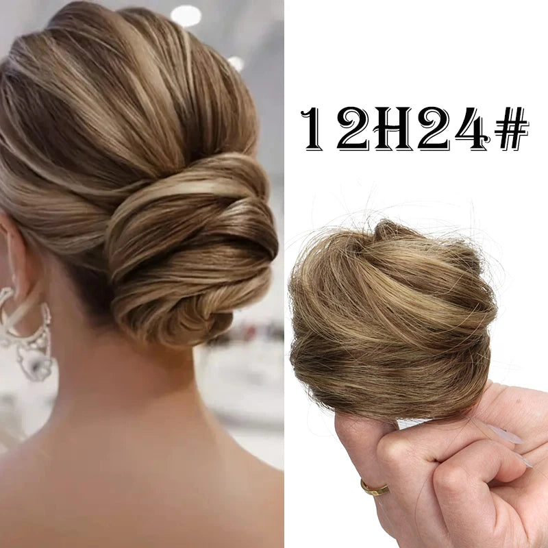Elegant Synthetic Hair Bun for Women Soft Comfortable Chignon Style Elastic Rubber Ba alternate view