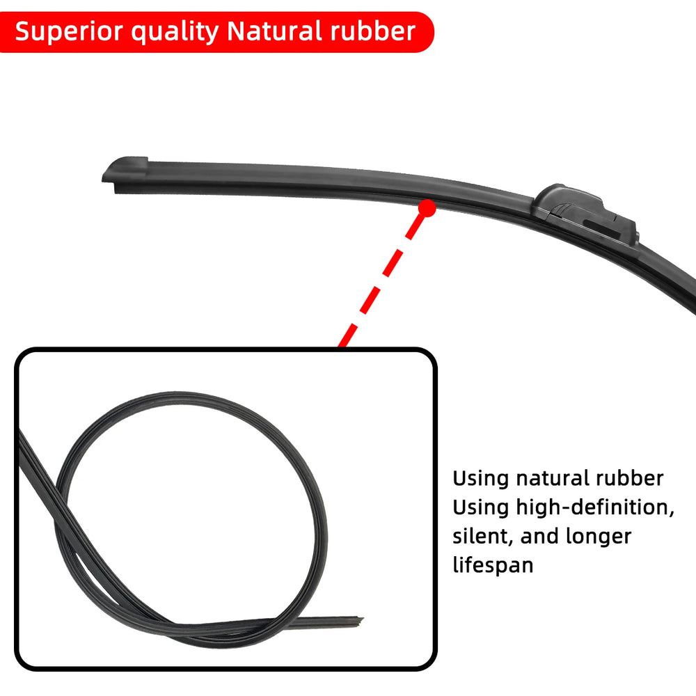 1PC Car Windshield Wiper Blades Hook Universal Soft Rubber Frameless Bracketless Car W close-up view