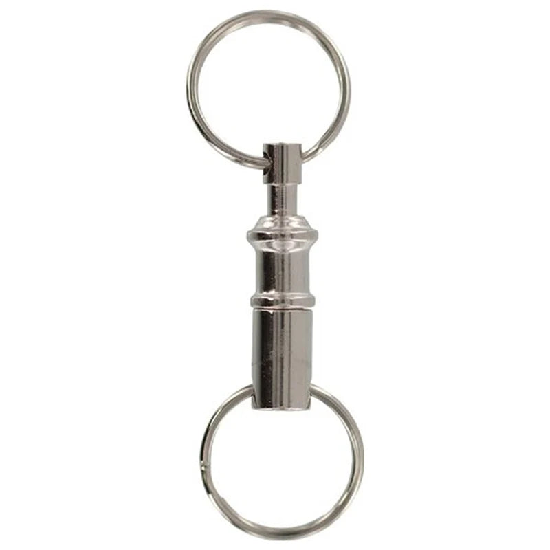 Detachable Key Ring with Snap Lock | Steel Chrome Keychain Holder alternate view