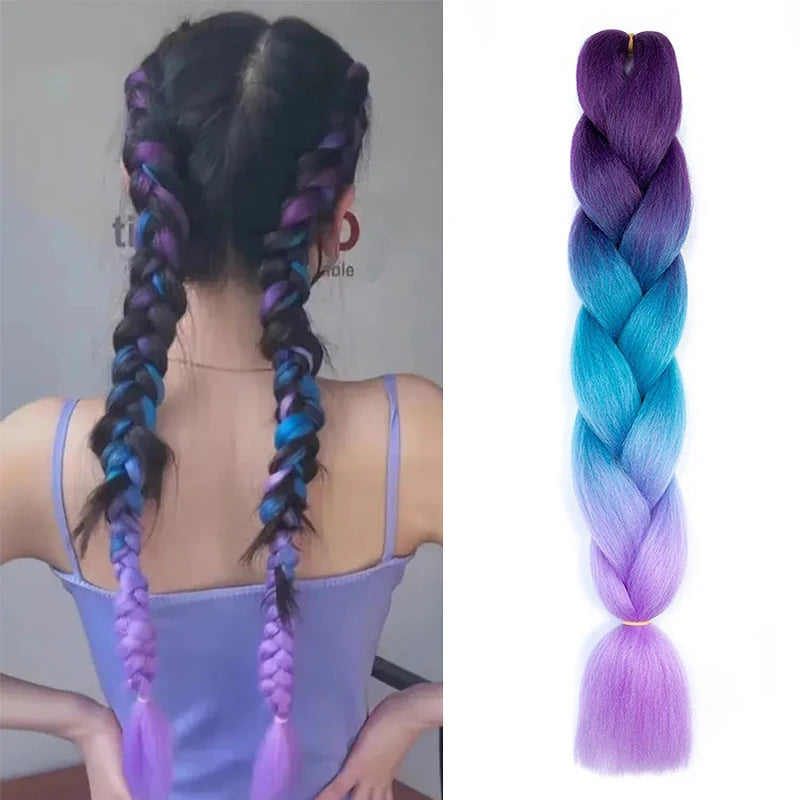 24Inch Synthetic Long Straight Yaki Braids Hair Jumbo Braid Hair Extension Pre Stretc alternate view