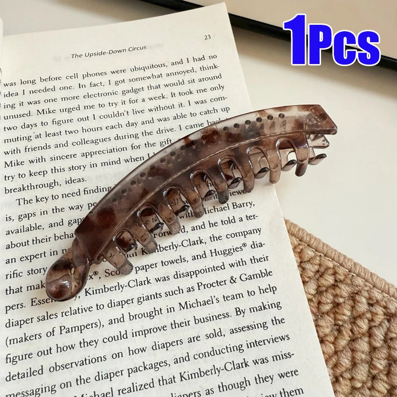 Tortoiseshell Banana Hair Clip Fish Shaped Hairpin Strong Grip Non-Slip Hair Claws Hairgrips Twist Clamp Ponytail Barrettes