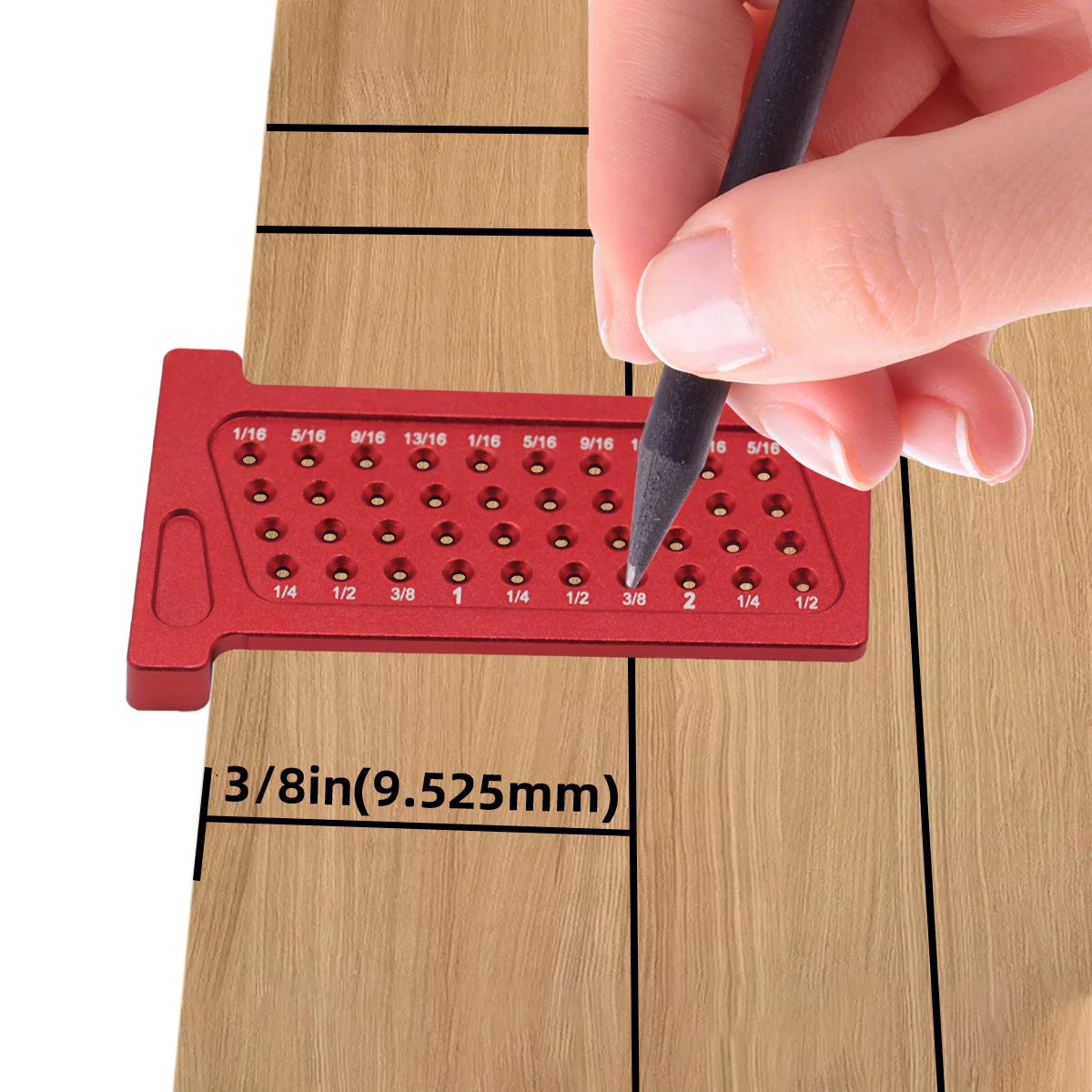 Woodworking Precision Hole Scribe T-Ruler | Aluminum Pocket Cross Calibration Tool for close-up view