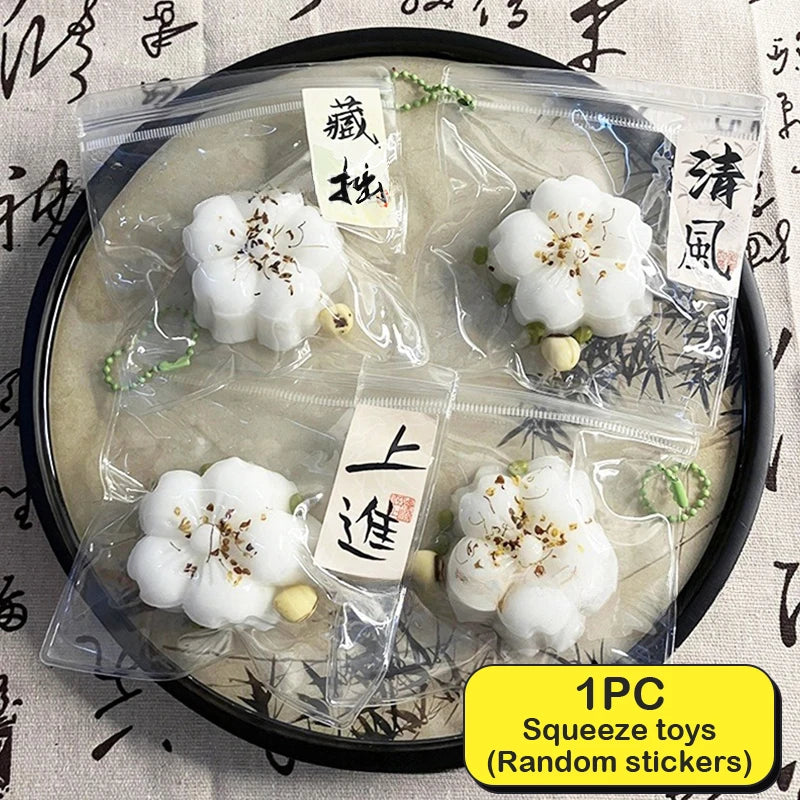 Cute Simulation Flower Cake Squishy Toy Mochi Pinching Toy Squeeze Stress Relief Toys lifestyle view