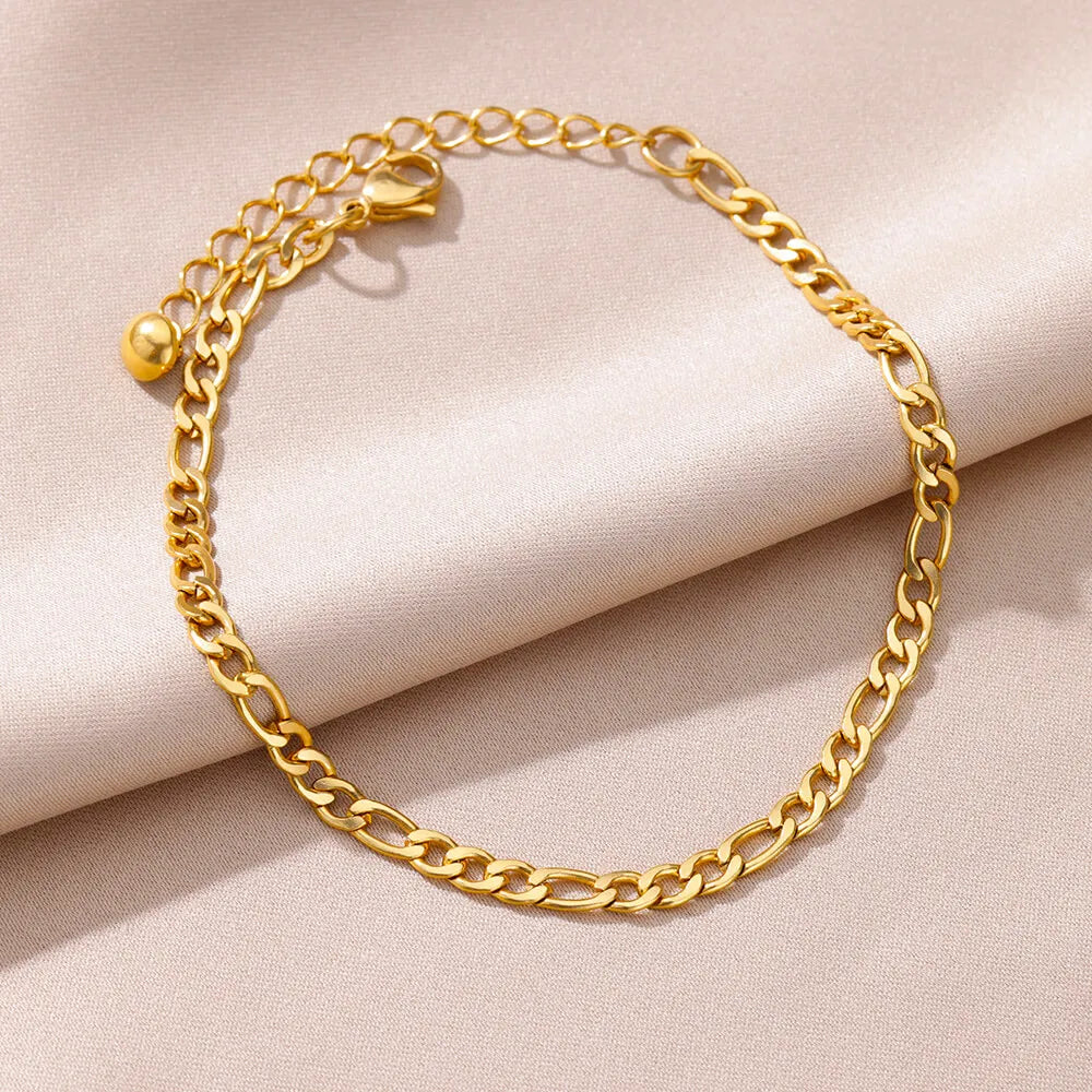 Anklets for Women Summer Beach Accessories Stainless Steel Imitation Pearl Chain Ankl alternate view