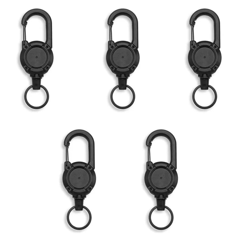 Spring Buckle Pull Reel Anti-theft Outdoor Sporty Key Ring Tool close-up view