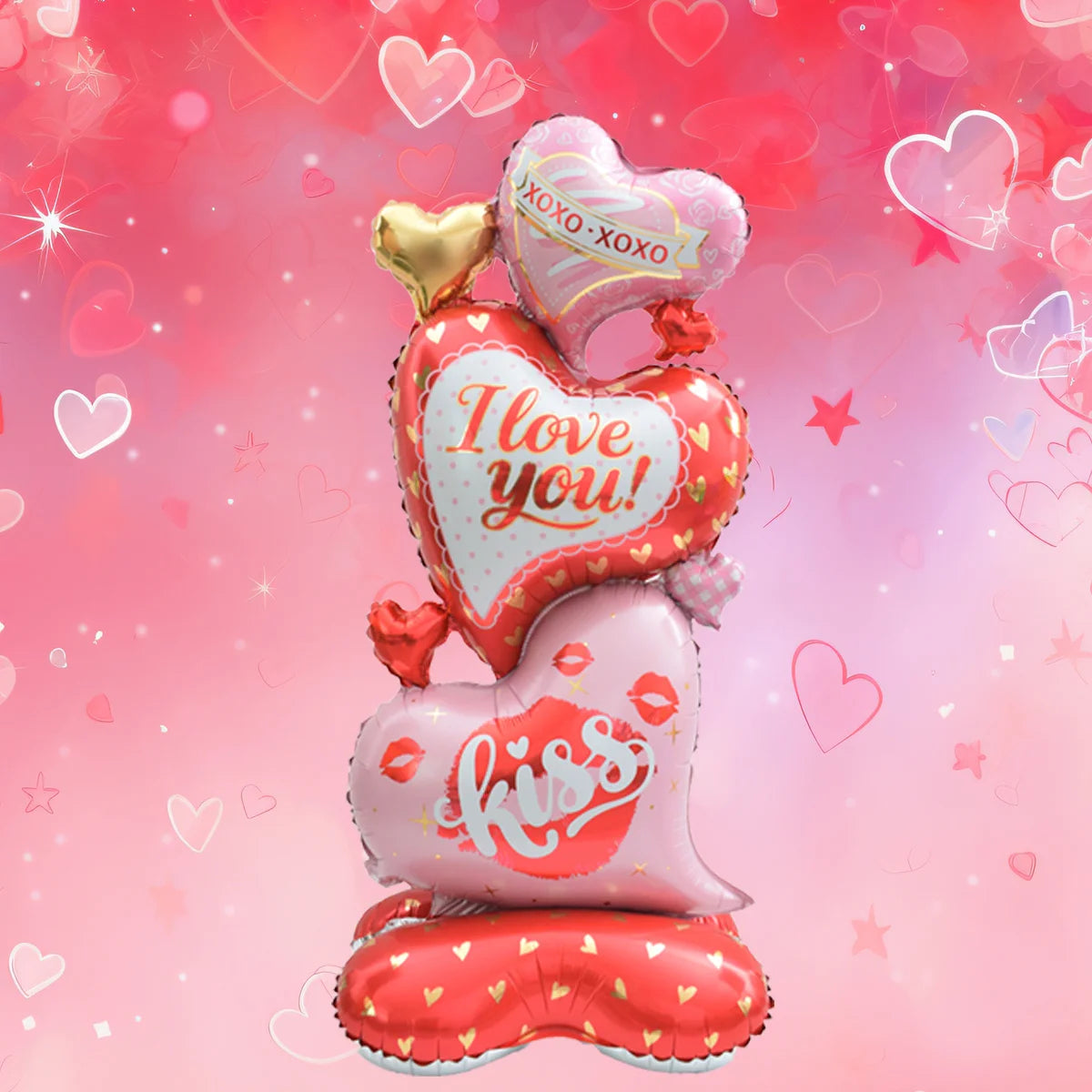 Love Heart Bear Balloon with Stand | Valentine's Day Decor alternate view