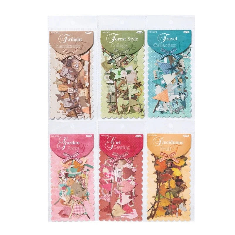 10 pcs/pack Handmade Party Series Vintage Festival Hollow Landscape Material Collage S close-up view