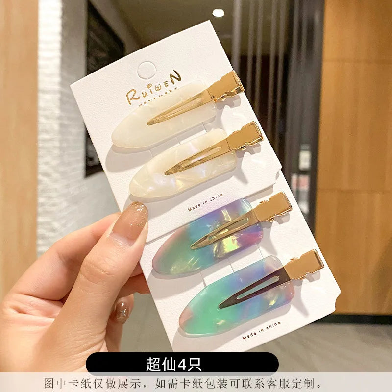 3/4pcs Leopard Acetate Hair Side Clips Bangs Seamless Clip Makeup Hair Styling Hair T alternate view