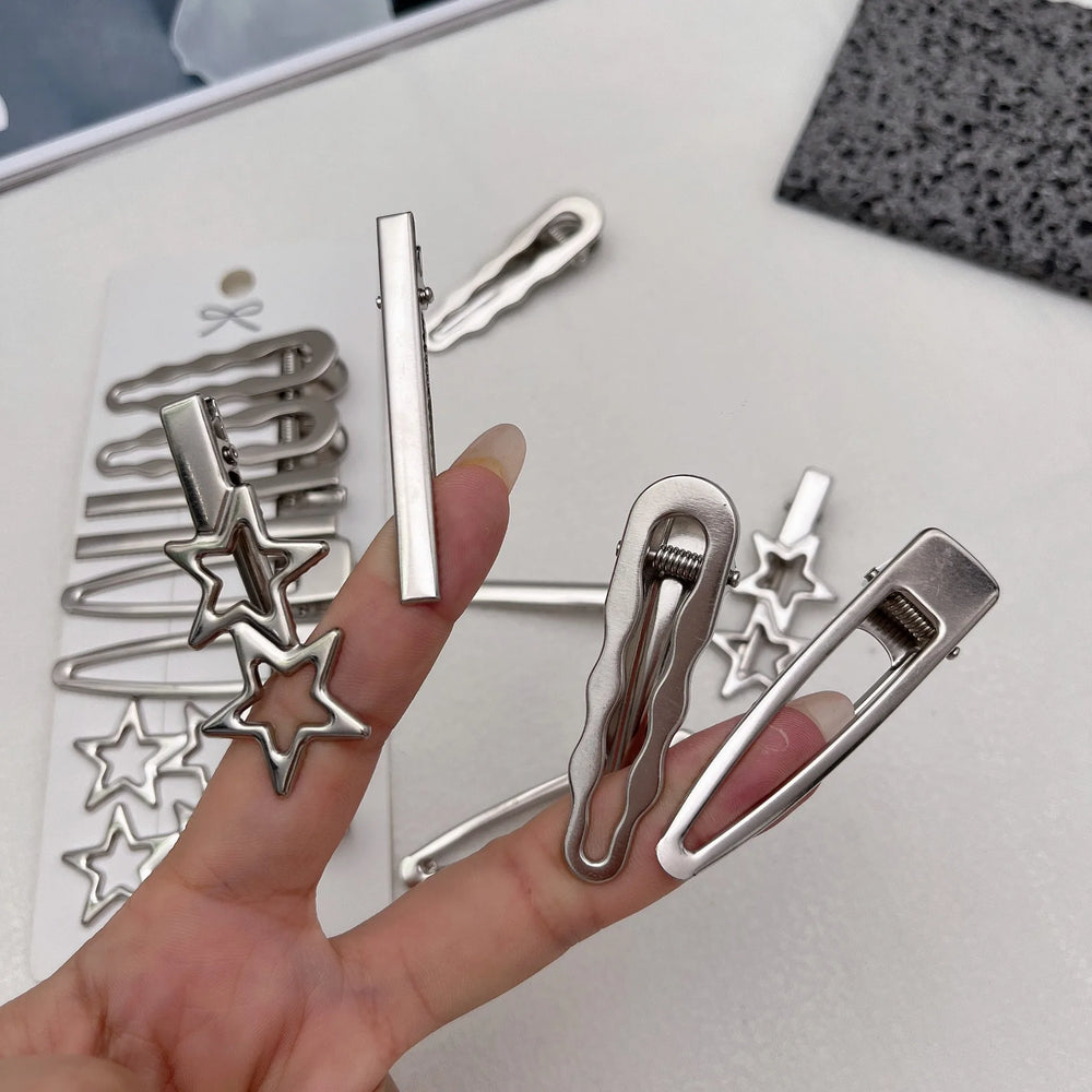 8PCS Metal Hair Clips Side Broken Hair Bangs Hair Cards Spice Girls Hair Accessories Sil detail view