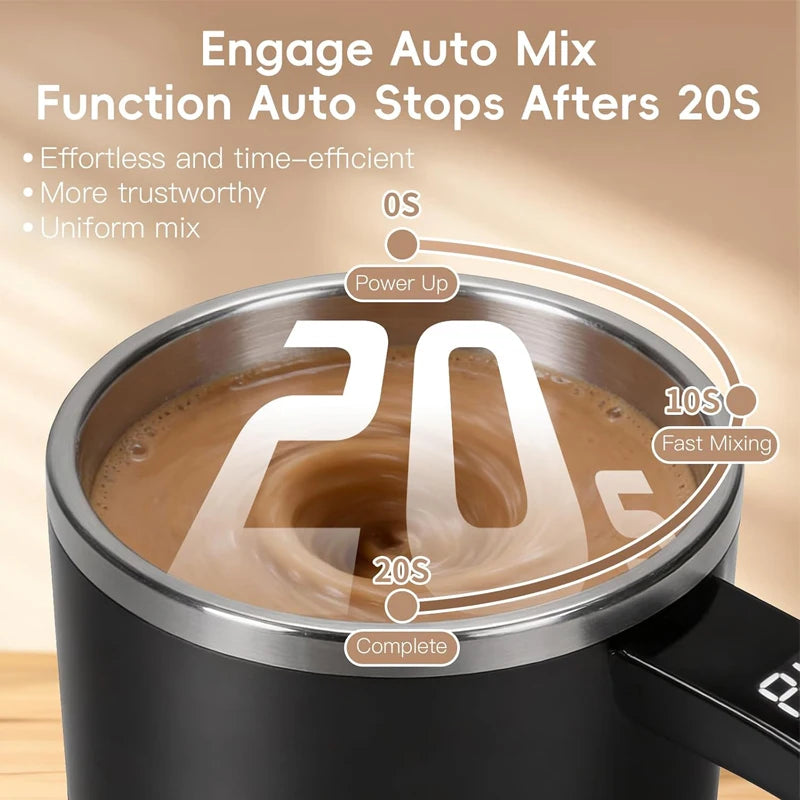 380ML Electric Coffee Self Mixing Mug IP67 Waterproof Coffee Stirring Mug USB Charging D detail view