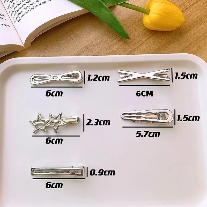 24Pcs/Set Y2K Silver Metal Hair Clips Star Hair Accessories for Women And Girls Mul additional angle