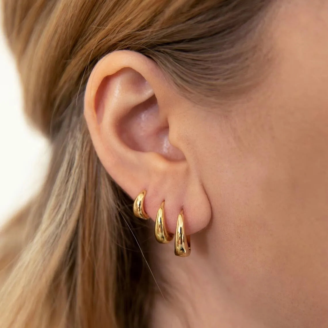 3 Pairs Stainless Steel Crystal Zirconia Hoop Earrings for Women Trendy Simple Gold P alternate view