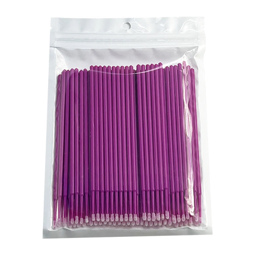 100PCS Micro Swab Applicator Eyelash Cleaning Brush Lash Extension Micro Brushes Cotton Swab Individual Eyelashes Removing Tool