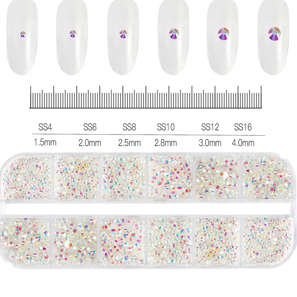 12Grids Pink Mixed Nail Rhinestones Luxury Nail Charms Glitter Crystal Jewelry Gems N lifestyle view