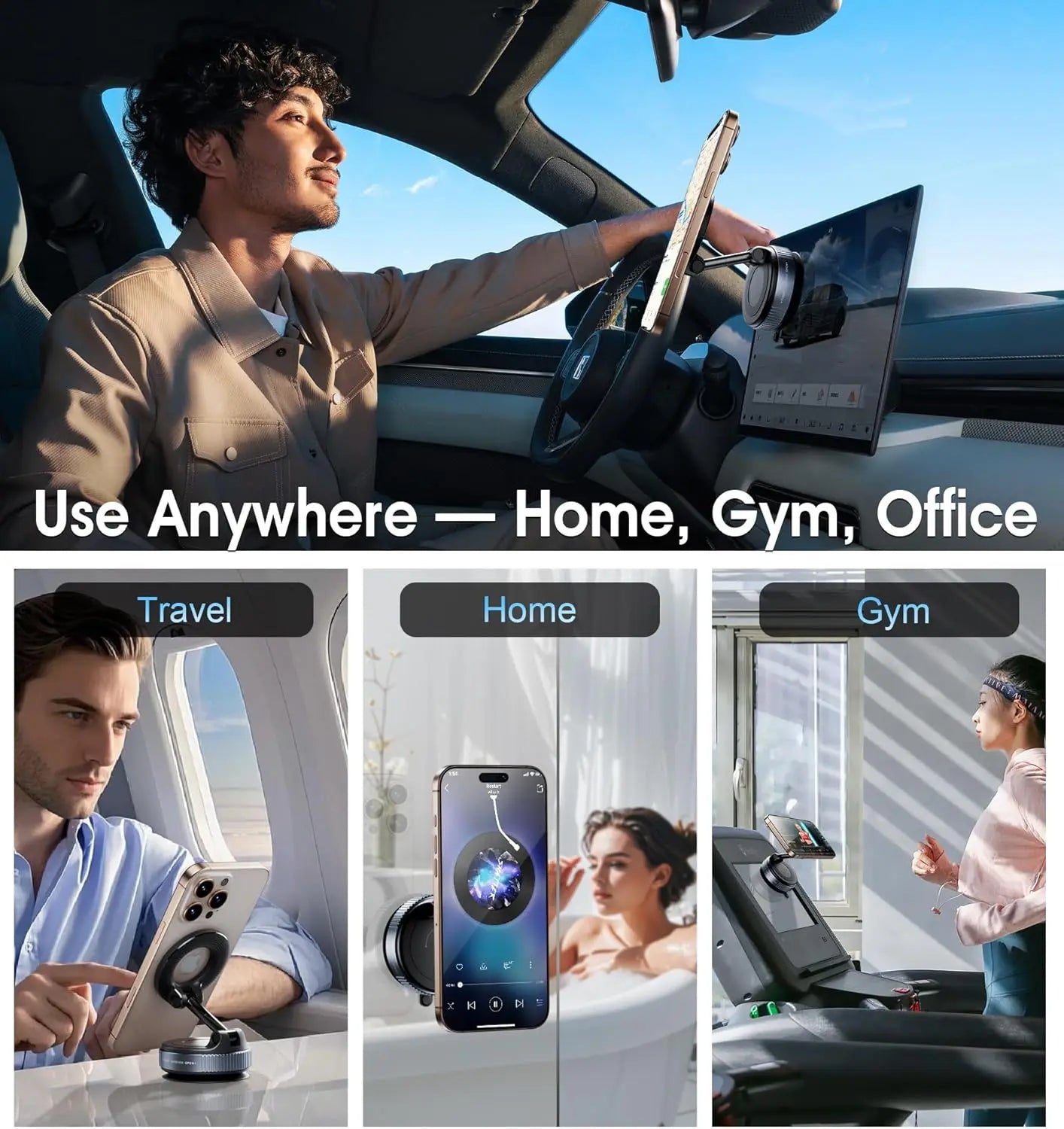 Folding Magnetic Phone Holder 360° Rotation Desk Car Windshield