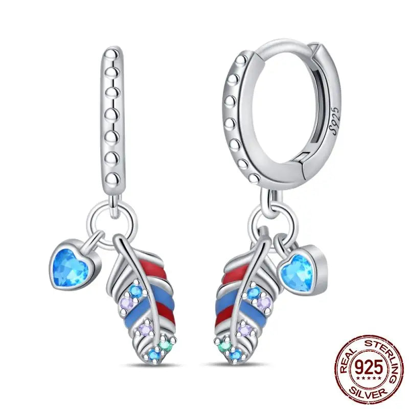 Luminous Shell Women Earrings Original 925 Sterling Silver Pave CZ Star Moon Hoop Earrings Engagement Wedding Jewelry