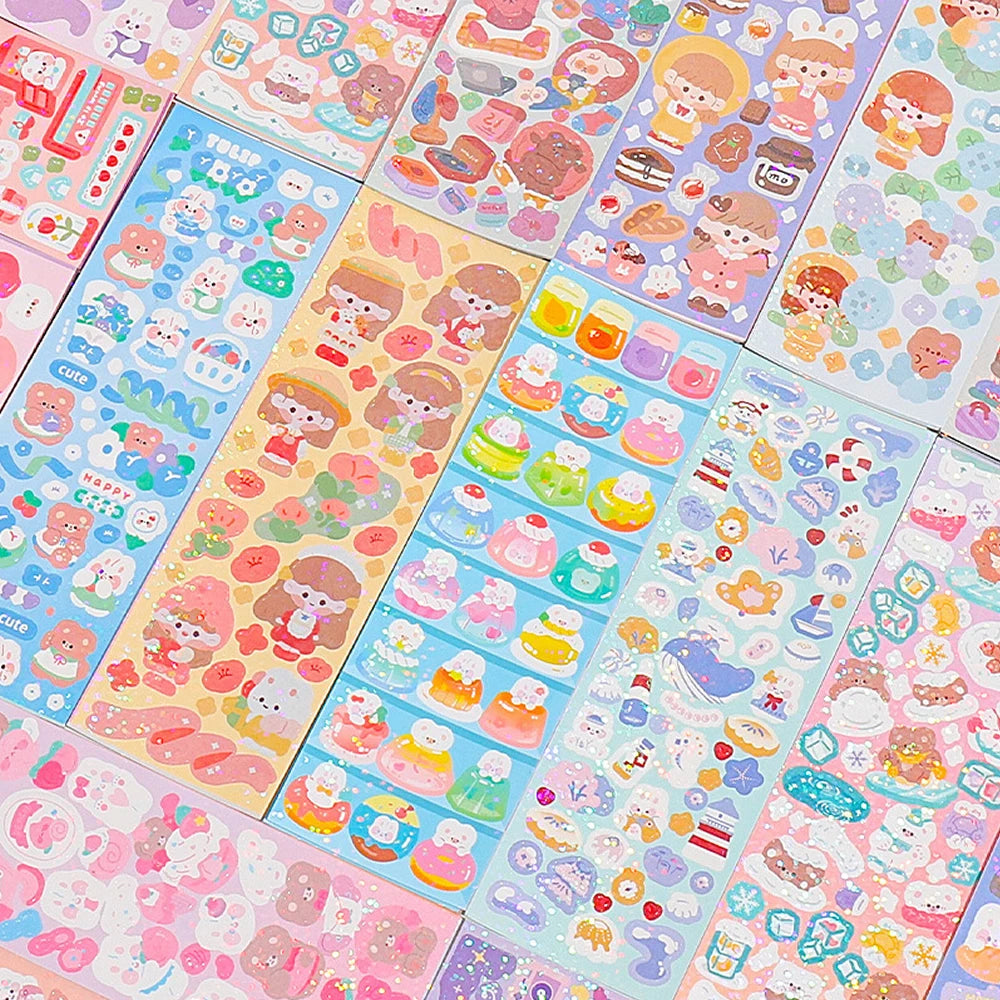 200p Kawaii Stickers for Kids Cute Stationary Aesthetic Diary Decoration Art Supplies close-up view