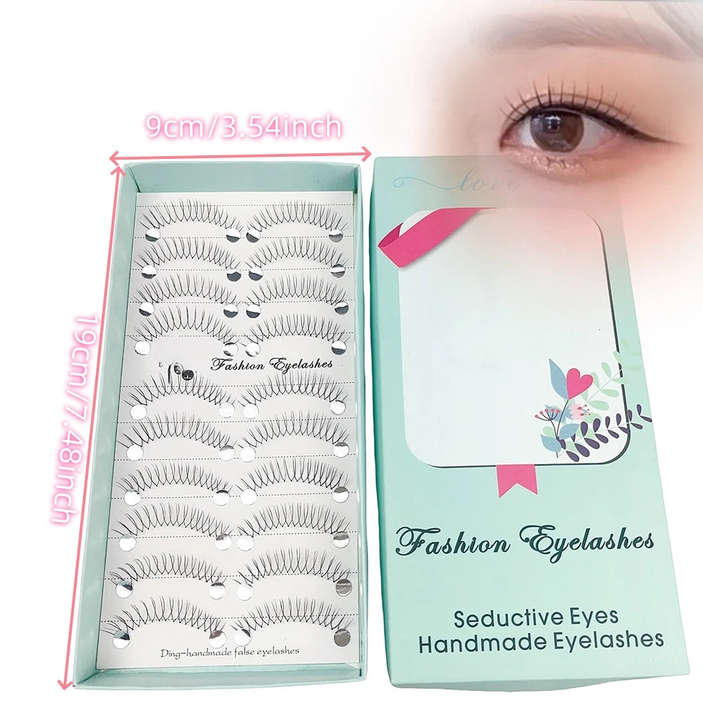 Anime Style False Eyelashes 10 Pairs | 11mm C-Shaped Curled DIY Strip Lashes alternate view