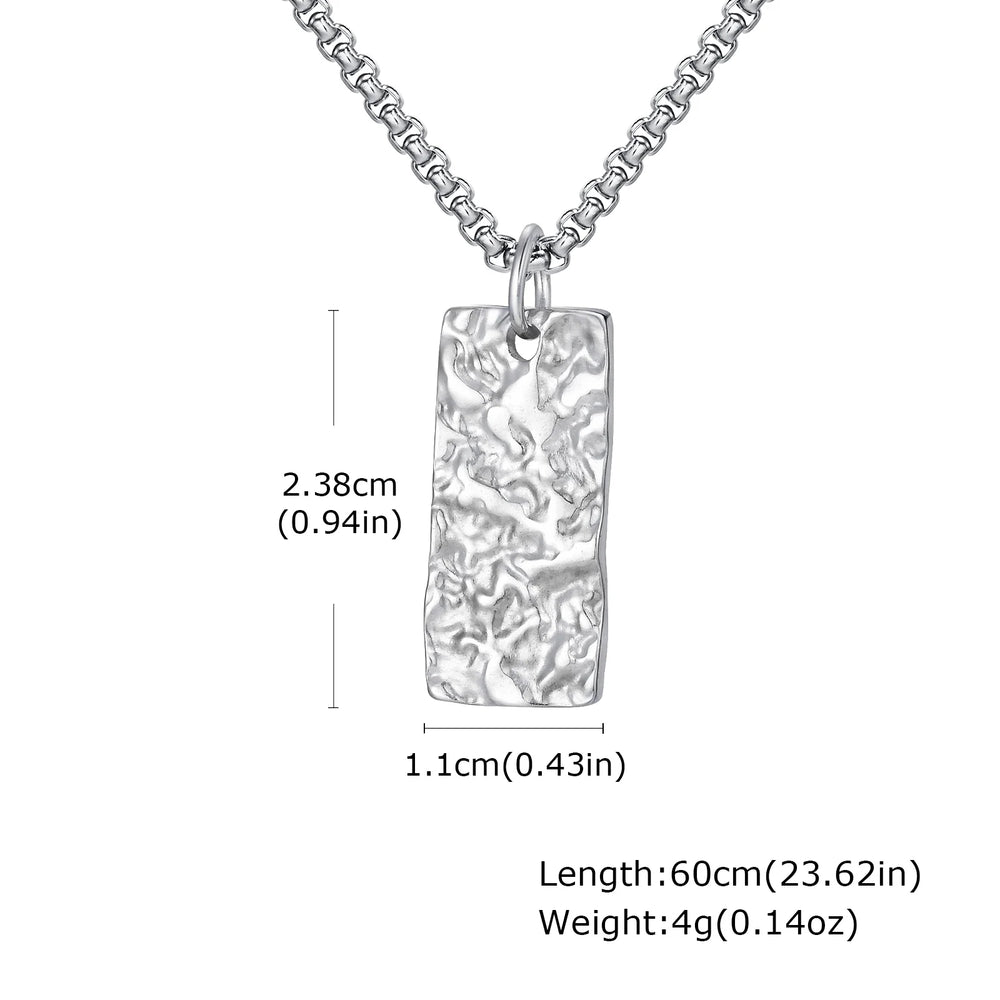 Men's Silver Color Geometric Pendant Necklace, Non Fading Stainless Steel Compass N additional angle