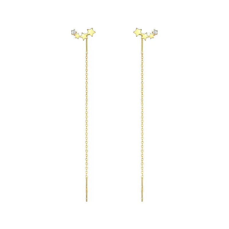 EVISPOL New Design Star Long Tassel Earrings for Women Fashion CZ Dangle Stud Earring alternate view