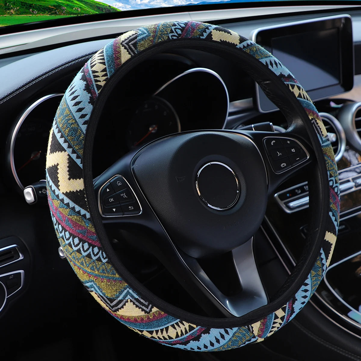 1 Linen Breathable Fabric Bohemian Style Automotive Supplies Without Inner Ring Steer lifestyle view