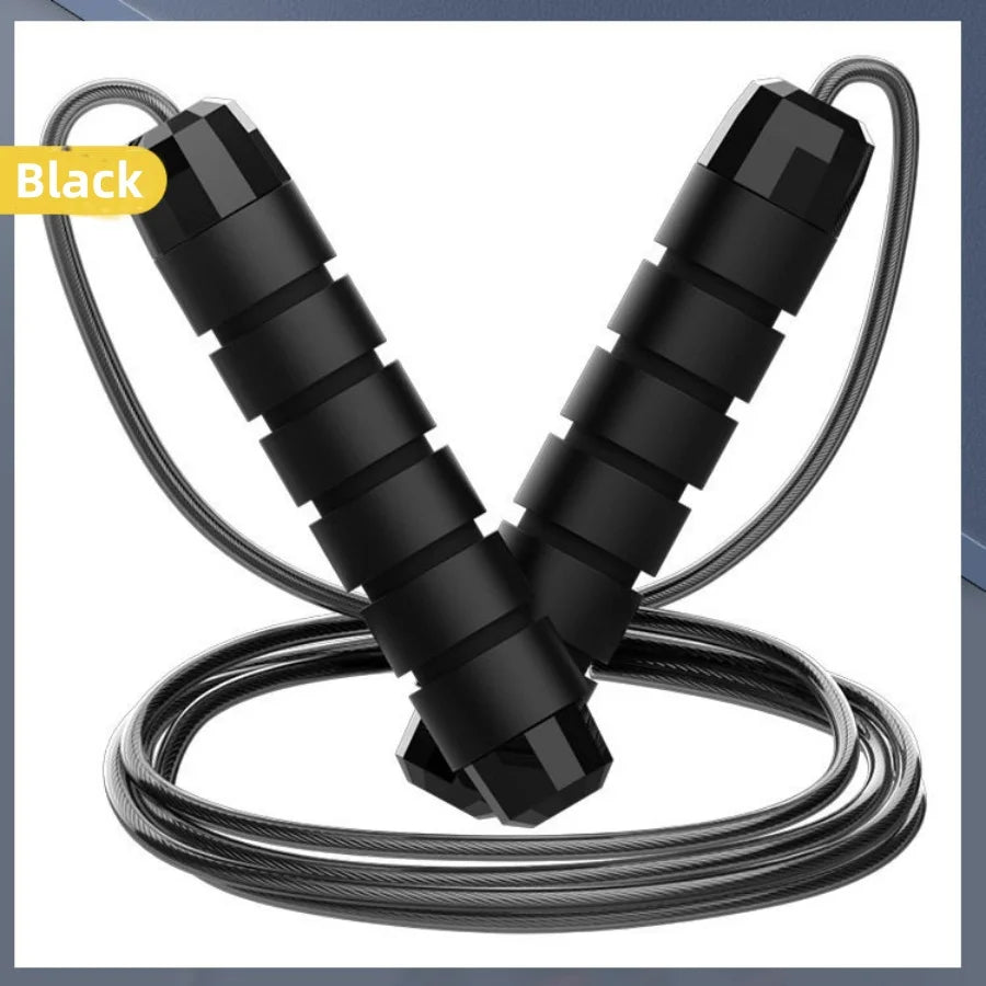 Black PVC Jump Rope with Patented Steel Wire | Fitness Cardio Training alternate view