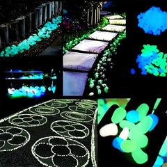 100pcs Glow In The Dark Pebbles Resin for Landscape close-up view