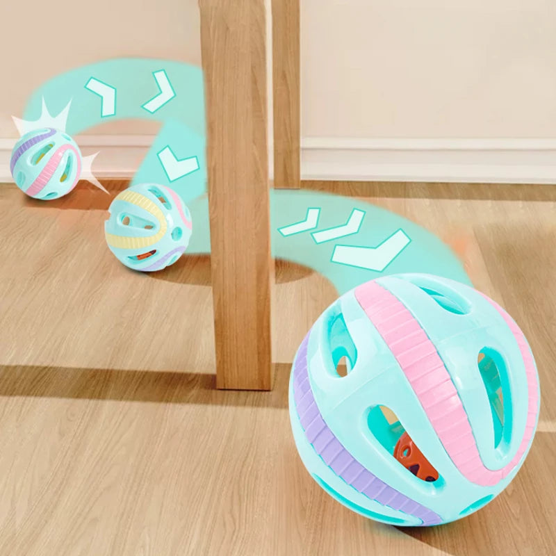 Bell Ball Cat Toys Kitten Colorful Playing Ball Toys Interactive Funny Plastic Cat Sou close-up view