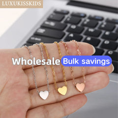 LUXUKISSKIDS Fashion Collier Simple Heart Girls Pendant Necklace Small Love Shape Stainl detail view