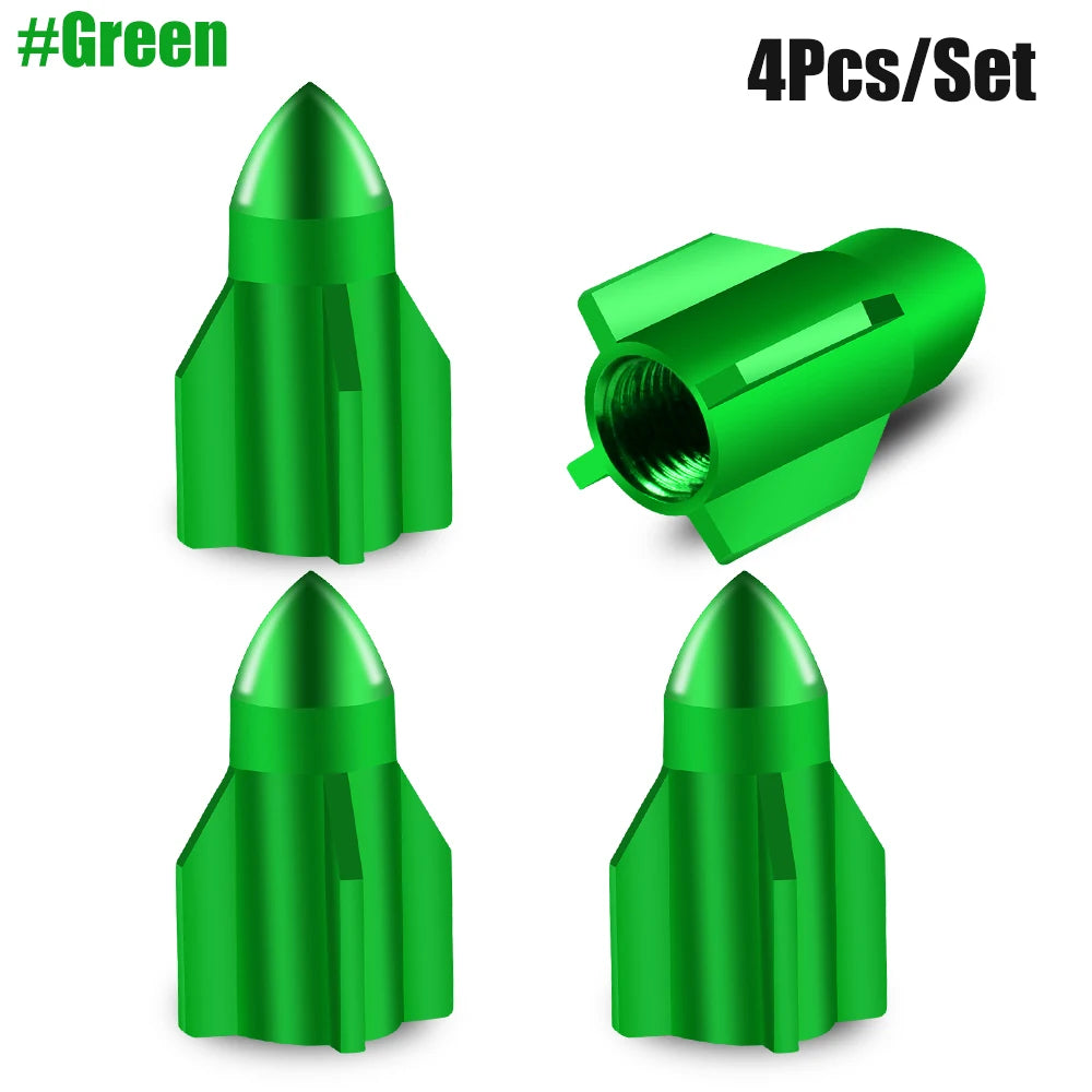 4Pcs/Set Aluminum Rocket Tire Valve Caps for Car Motorcycle Bike Alloy Tyre Valve Cov alternate view