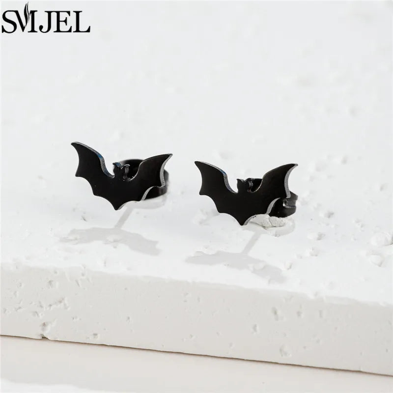 Punk Halloween Earring Black Stainless Steel Ghost Pirate Skull Stud Earrings Women additional angle