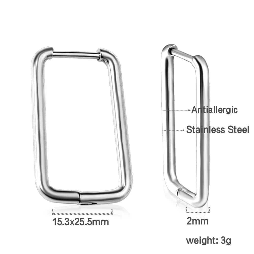 LUXUSTEEL U-Shaped and Geometric Hoop Earrings | Anti-Allergy Stainless Steel Earri additional angle
