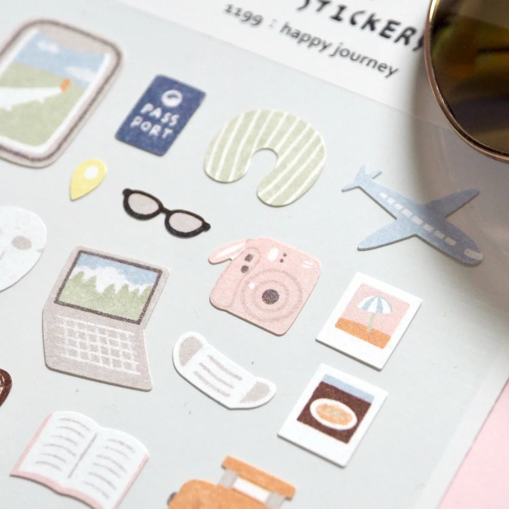 Korean Import Suatelier Happy Journey Paper Stickers | Scrapbooking DIY Journal Statio close-up view