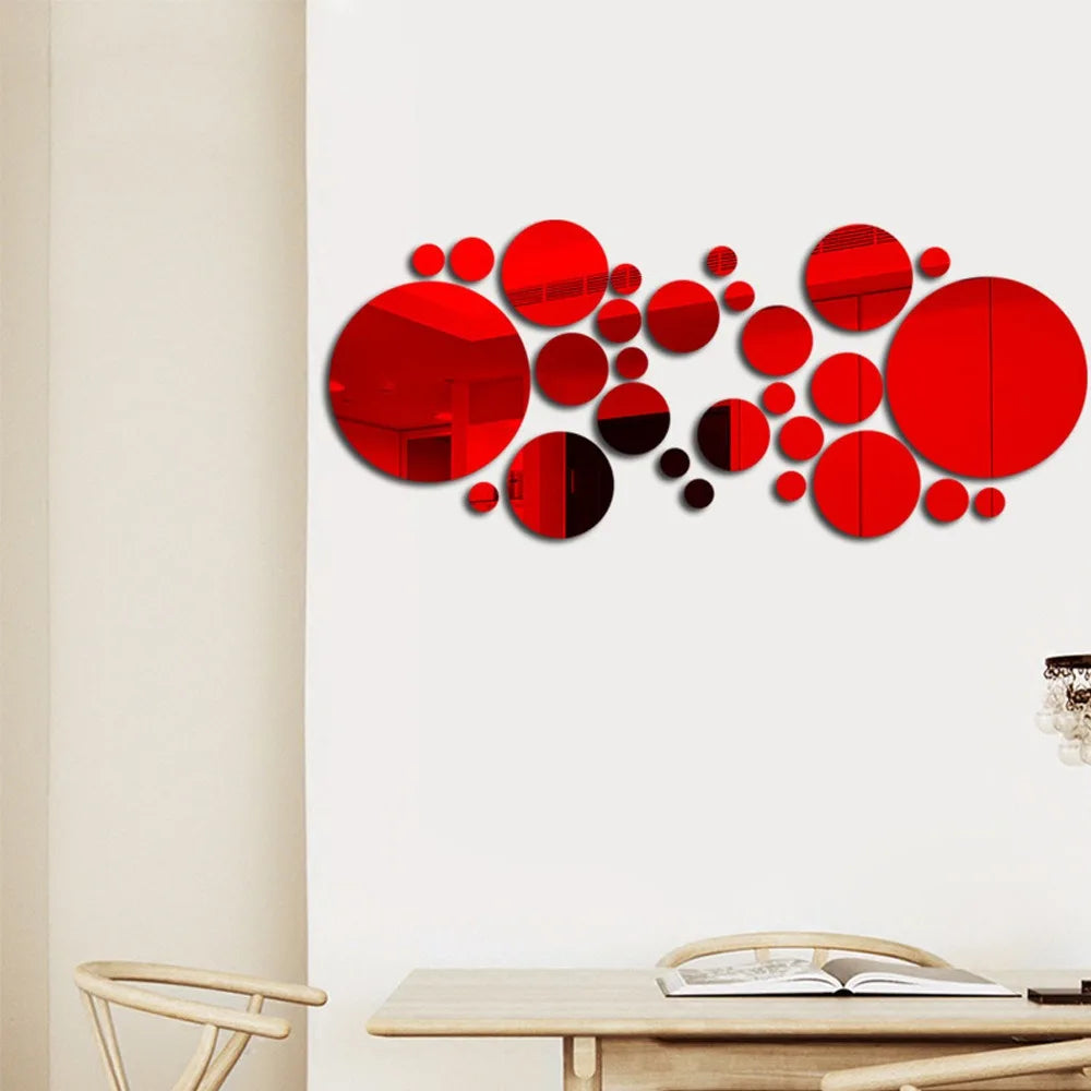 26pcs Round Acrylic Mirror Stickers | Self-Adhesive Wall Decor for Bathroom and Kit additional angle