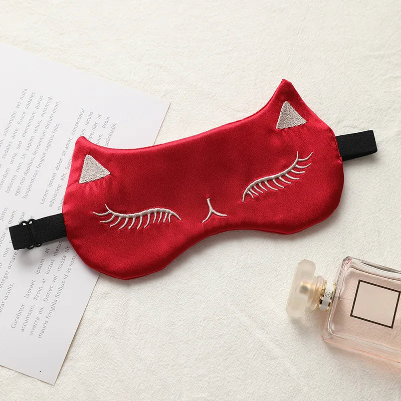 Cat Silk Sleep Eye Mask | Cute Light Blocking Eye Cover for Travel and Nap alternate view