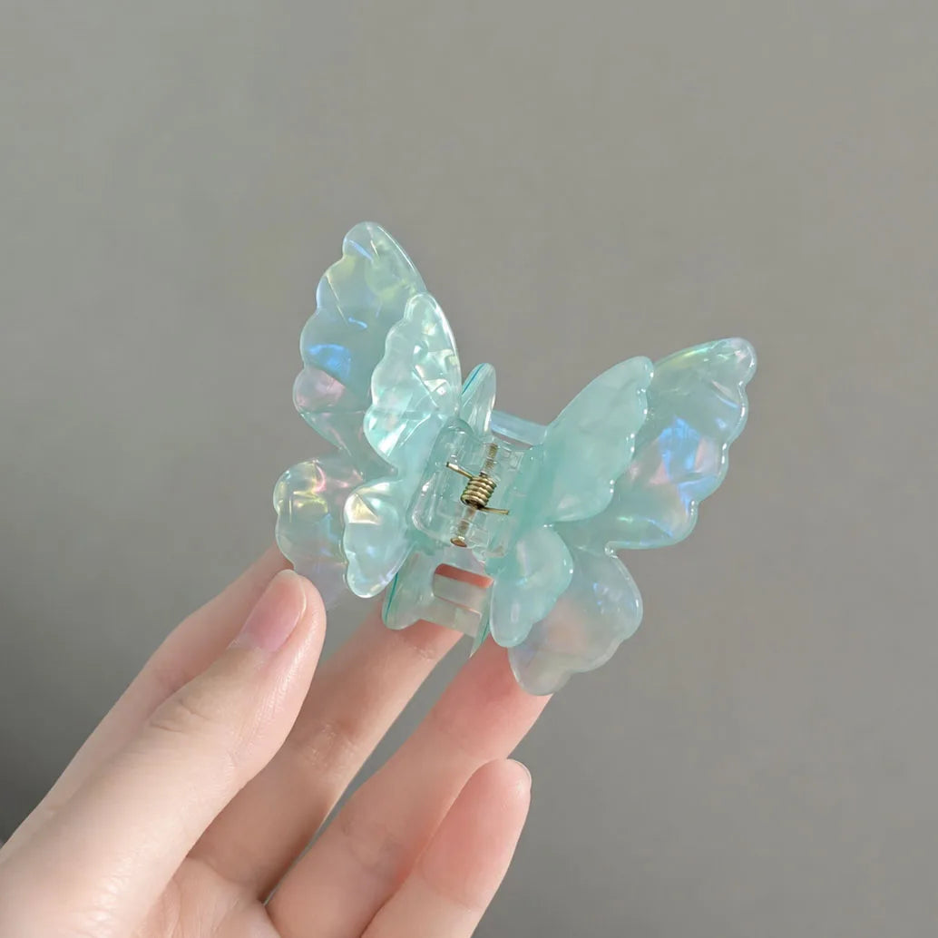 JIVELA Acetate Butterfly Hair Claw Clip Iridescent Mini Jaw Clip for Women Girls Kore alternate view