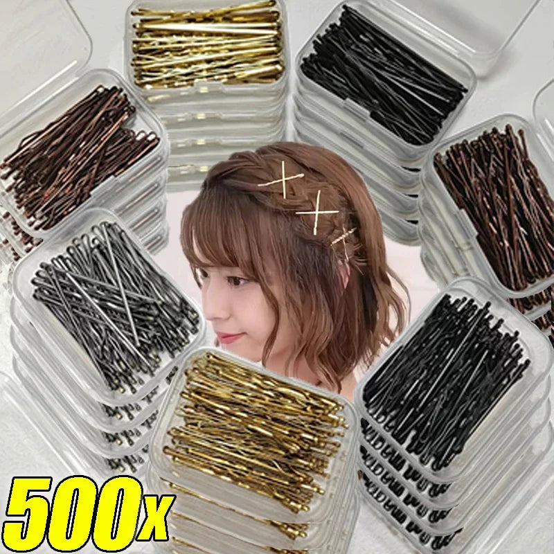 50/500pcs Metal Hairpins U-shaped Curly Wavy Hair Clips Women Girls Simple Bobby Pins alternate view