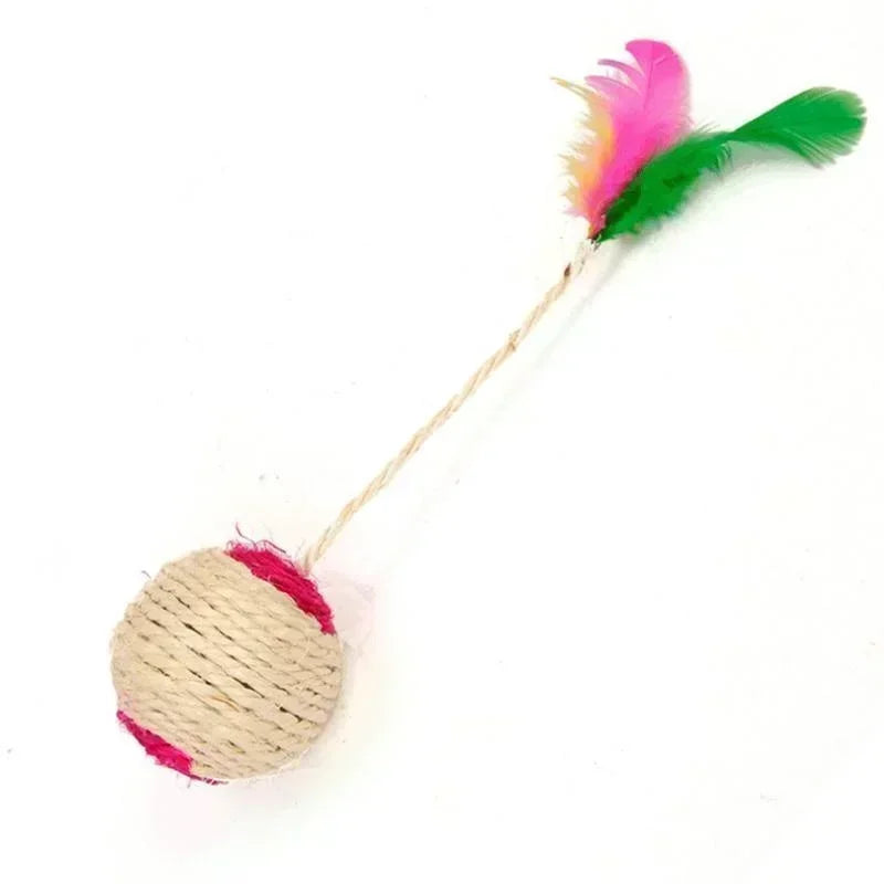 Cat Sisal Scratching Ball Toy | Interactive Feather Toy for Kittens additional angle
