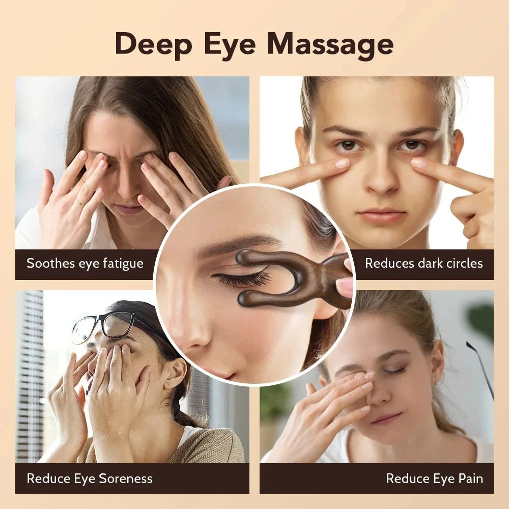 Wooden Gua Sha Facial Tool Head Massager for Face Nose Eye Acupressure Massage detail view