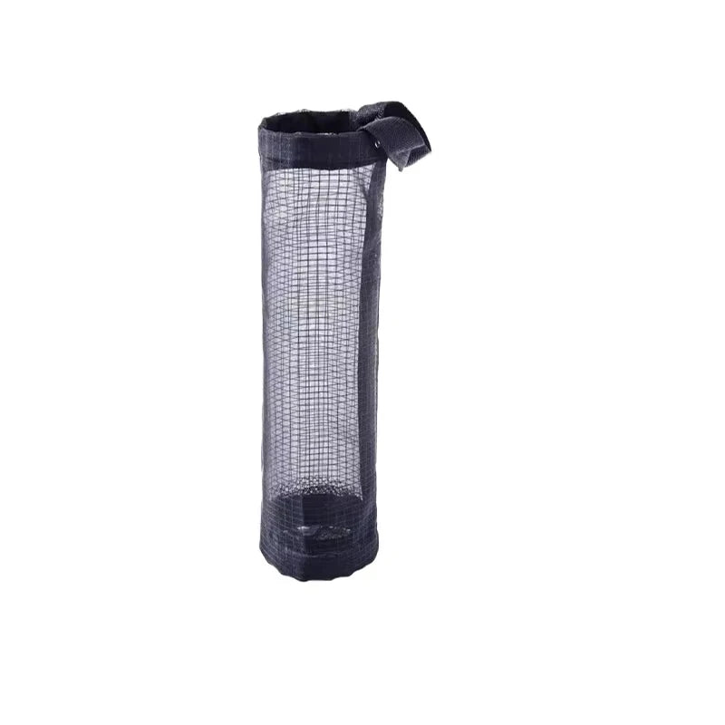 1pc Grey Sundries Bag Storage Wall Mount Mesh Plastic Bags Dispenser Hanging Reused Stor detail view