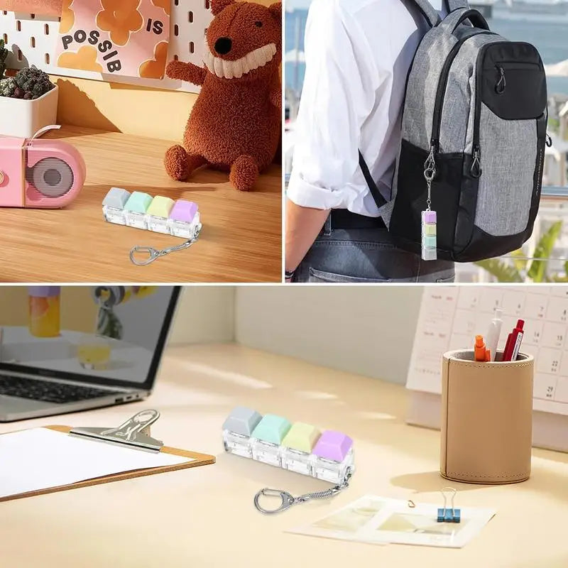 Portable Keyboard Switch Tester | 4 Mechanical Switches with Carabiner Fidget Toy detail view