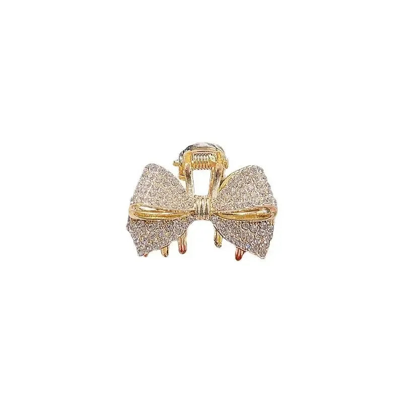 High-end Full Rhinestone Bow Small Hair Claw Princess Head Top Clip Temperament Mini lifestyle view