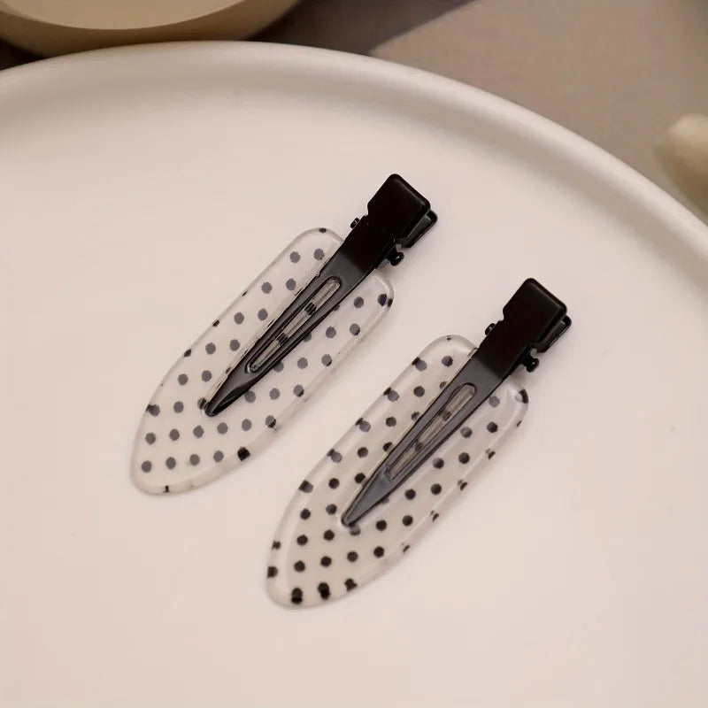 Black White Polka Dot Acrylic Hair Clips Minimalist Secure Hold Suitable for Daily Wear detail view