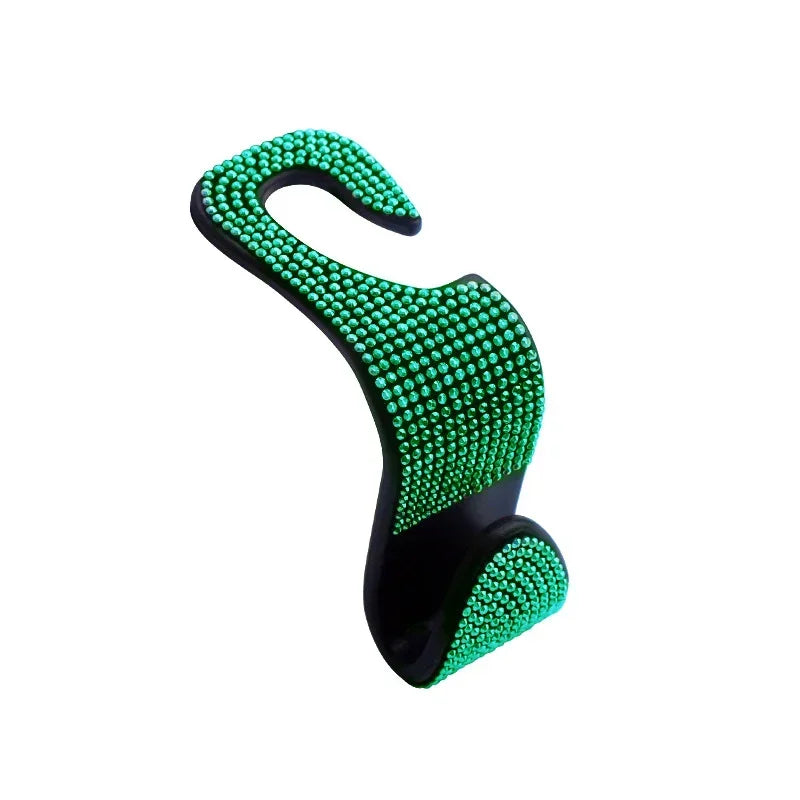 Car Seat Back Hook Pad Hanger Rhinestone Storage Hanger Universal Auto Headrest Mount close-up view