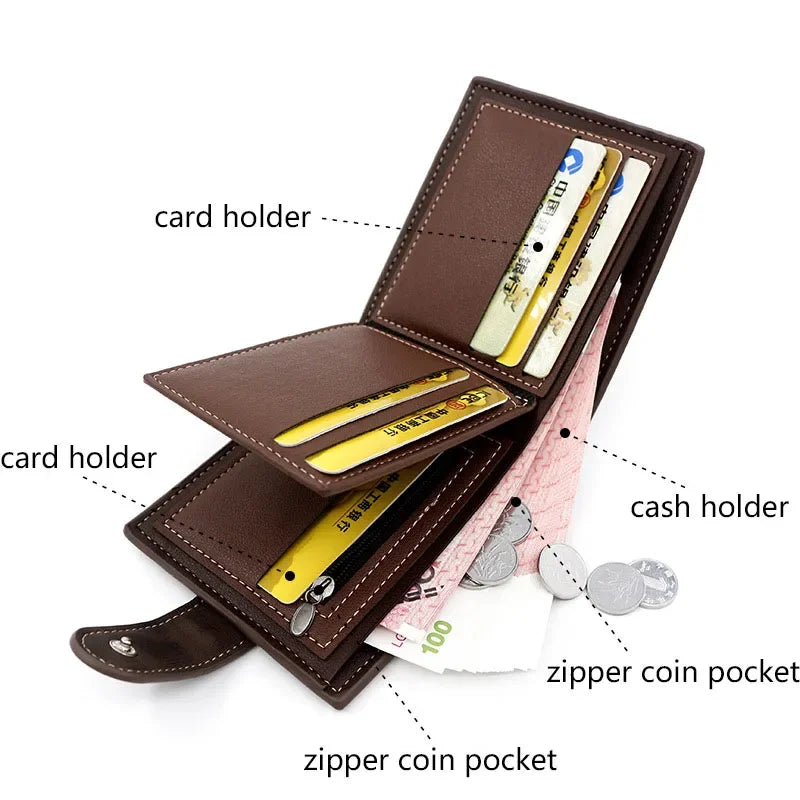 Compact RFID Wallet for Men | Slim PU Leather Card Holder detail view