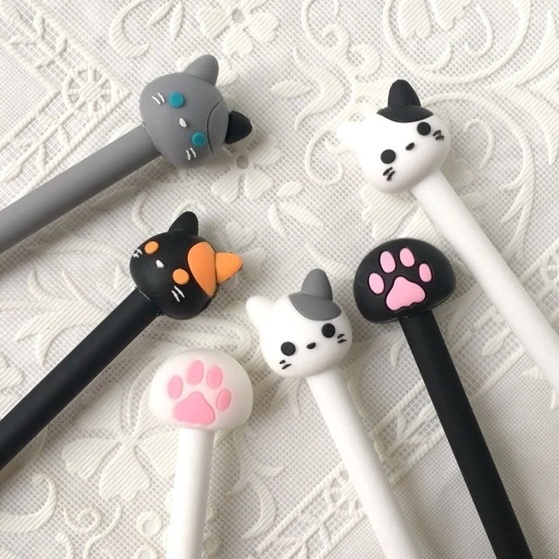 10pcs/batch Kawaii Cat Gel Signature Pen Cute Claw Stylos Black Ink for Hand Accoun additional angle