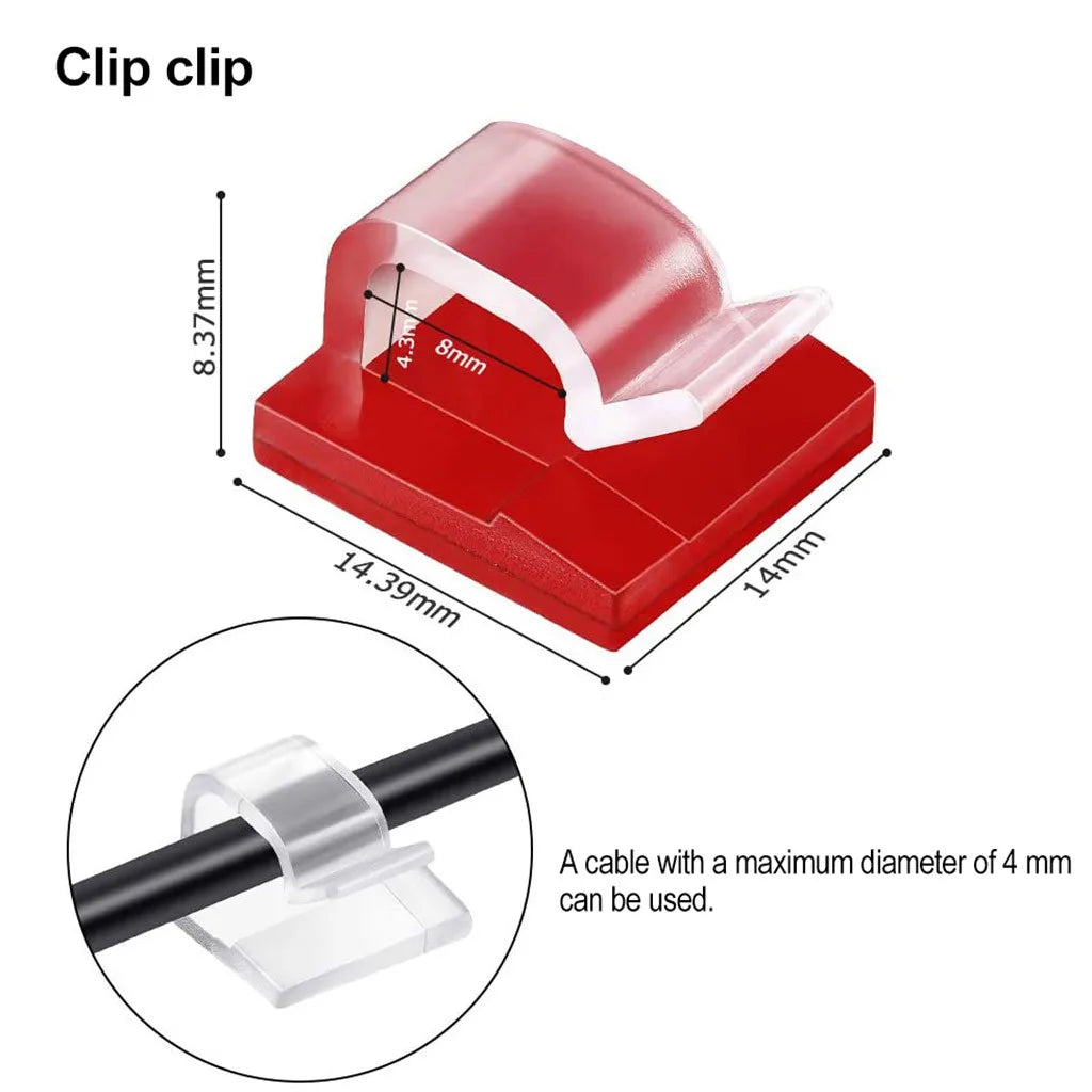 10/20/50PCS Cable Organizer Clip Wire Winder Holder Protector USB Cable Management Sel close-up view